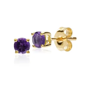 Amethyst Ohrstecker, 9 Karat Gelbgold 0.44ct ct Amethyst klassisch runde Ohrstecker Ohrringe 4.00mm