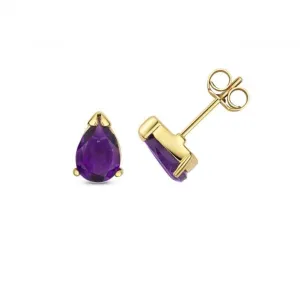 Amethyst Pear Shape Stud Earrings ED411A