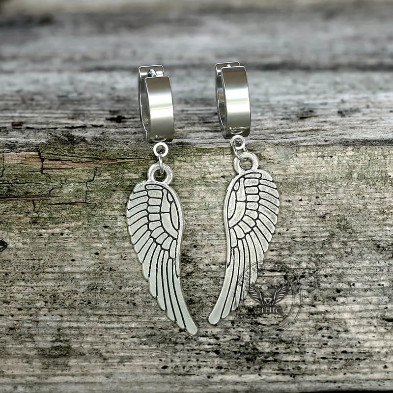 Angel Wings Stainless Steel Hoop Earrings