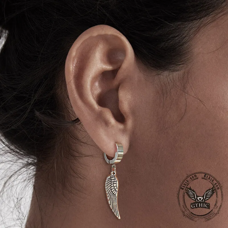 Angel Wings Stainless Steel Hoop Earrings