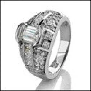 Anniversary Emerald 0.75 Center Half Bezel Cubic Zirconia Cz Ring