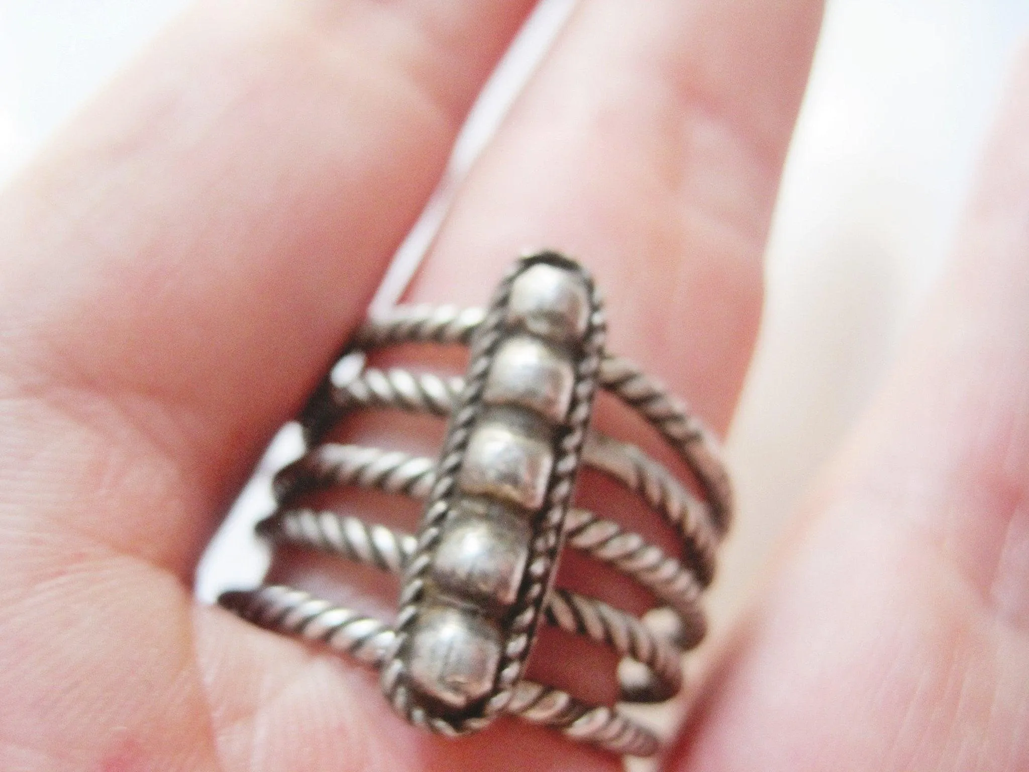 Antique Central Asian Silver Multi Band Ring Size 10