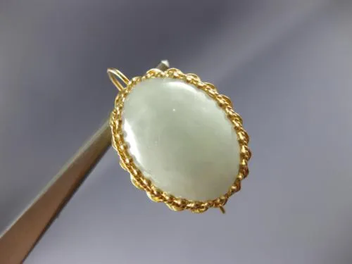 ANTIQUE LARGE AAA WHITE JADE 14KT YELLOW GOLD FILIGREE HANGING EARRINGS #21418