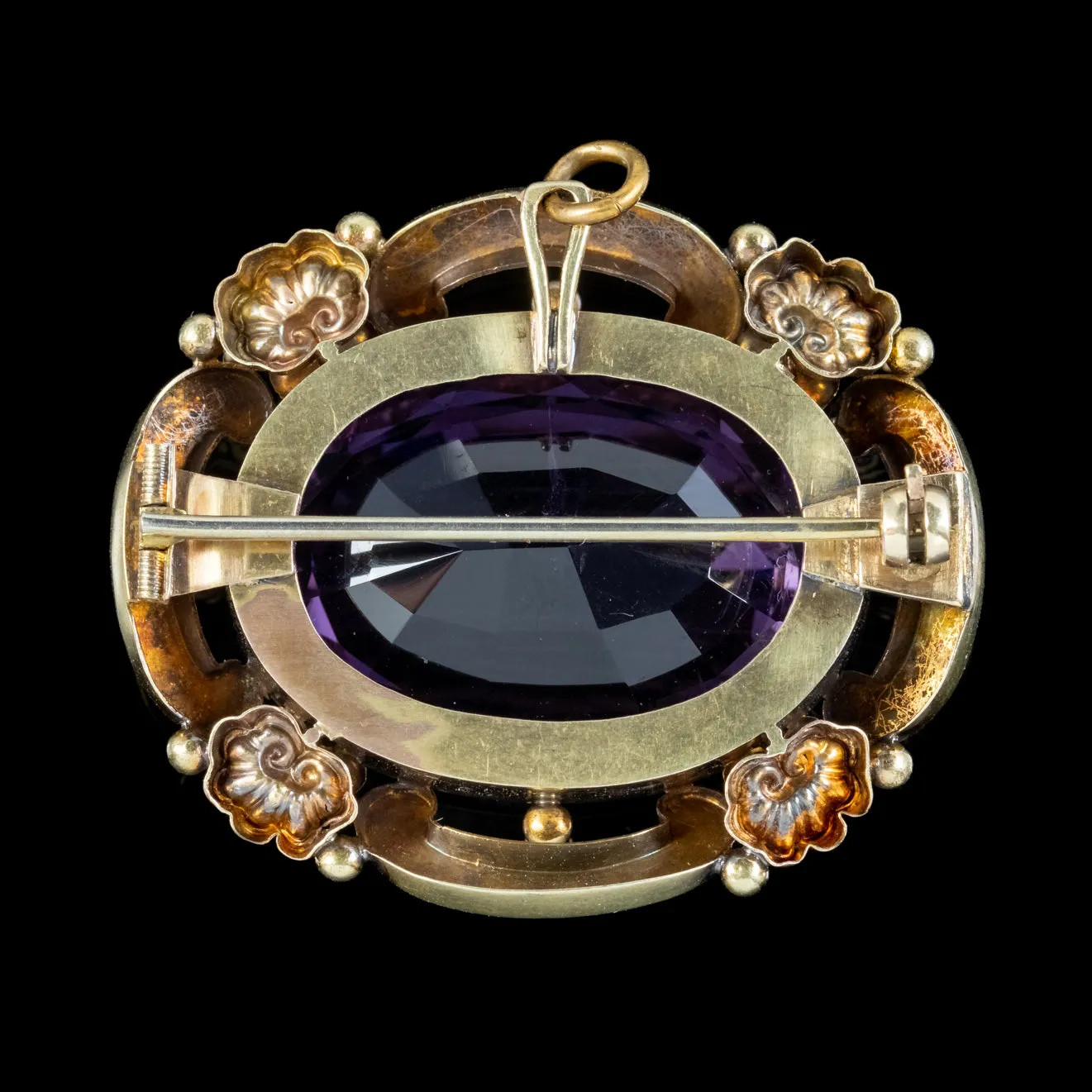 Antique Victorian Amethyst Brooch 18Ct Gold 30Ct Amethyst Circa 1900