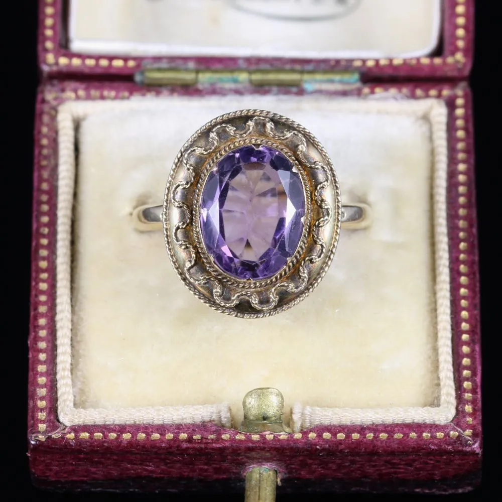 Antique Victorian Amethyst Ring Etruscan Revival