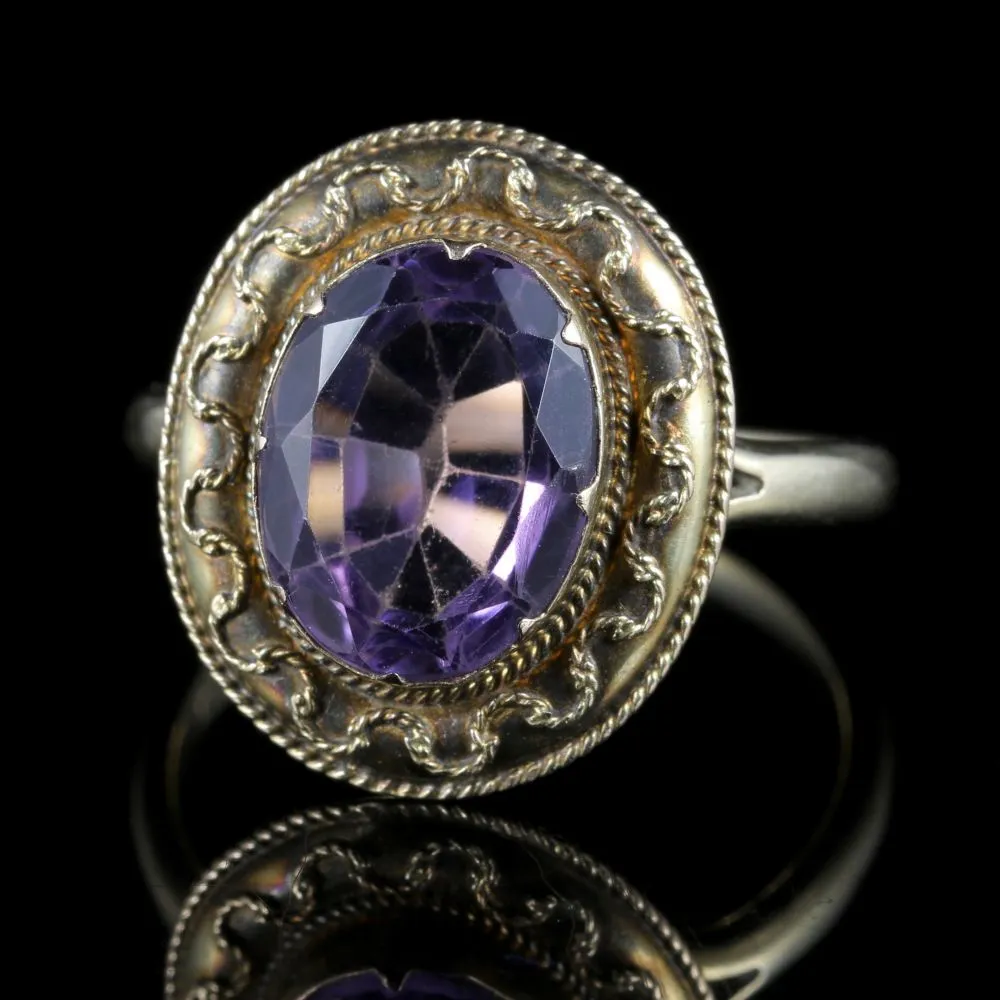 Antique Victorian Amethyst Ring Etruscan Revival