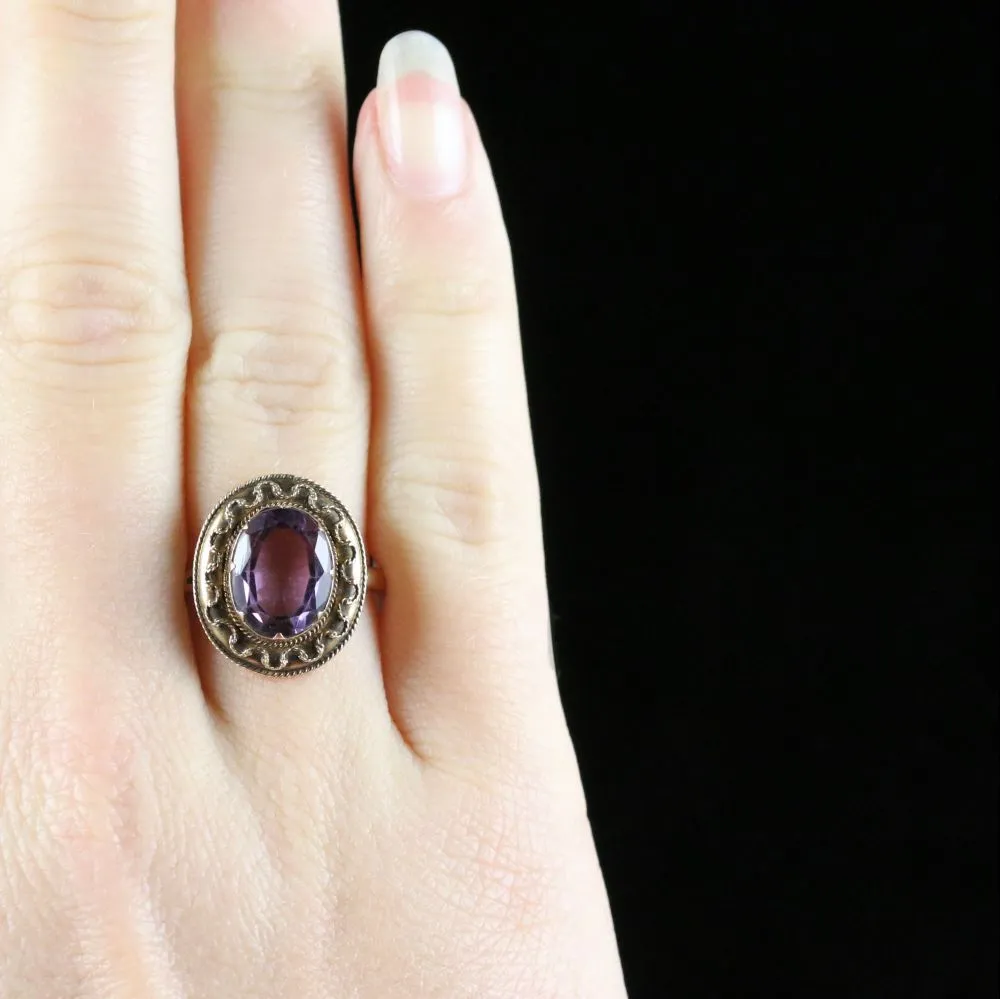 Antique Victorian Amethyst Ring Etruscan Revival