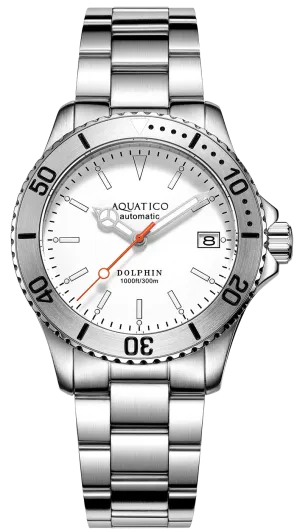 Aquatico Dolphin 39mm Automatic Dive Watch White