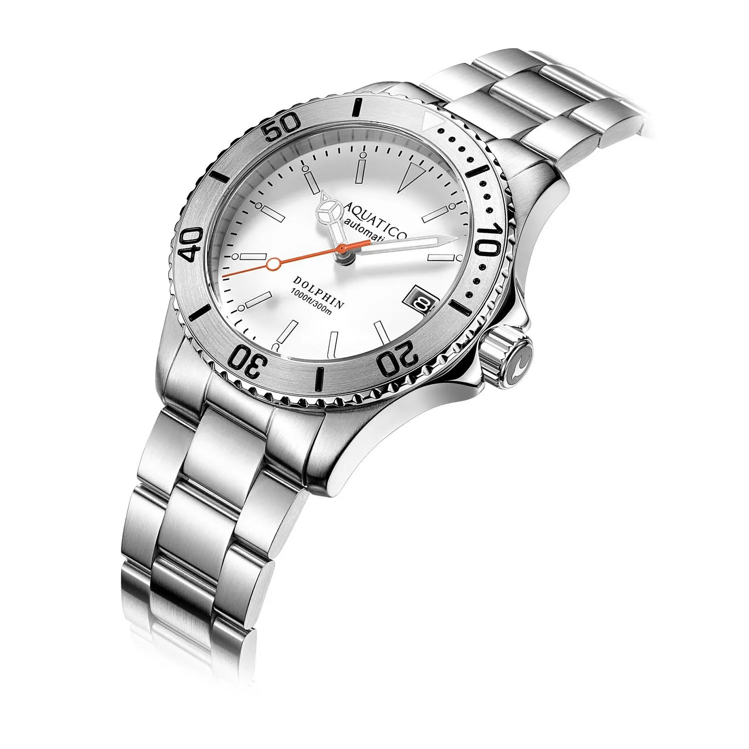 Aquatico Dolphin 39mm Automatic Dive Watch White