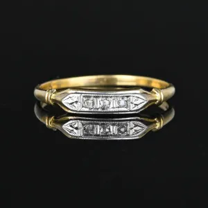 Art Deco 14K Gold Diamond Wedding Band Ring