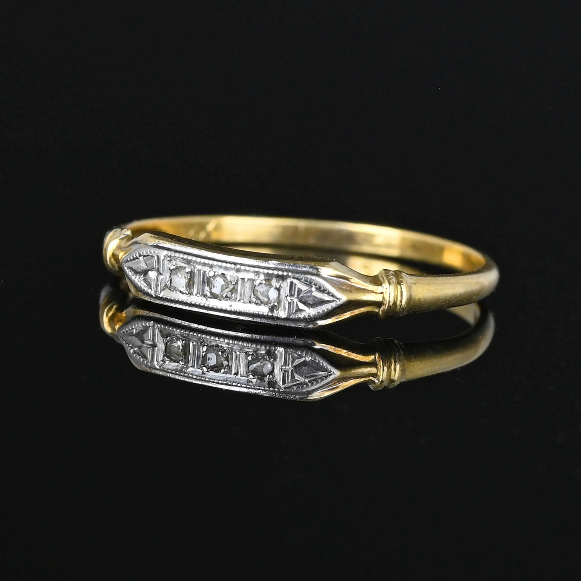 Art Deco 14K Gold Diamond Wedding Band Ring