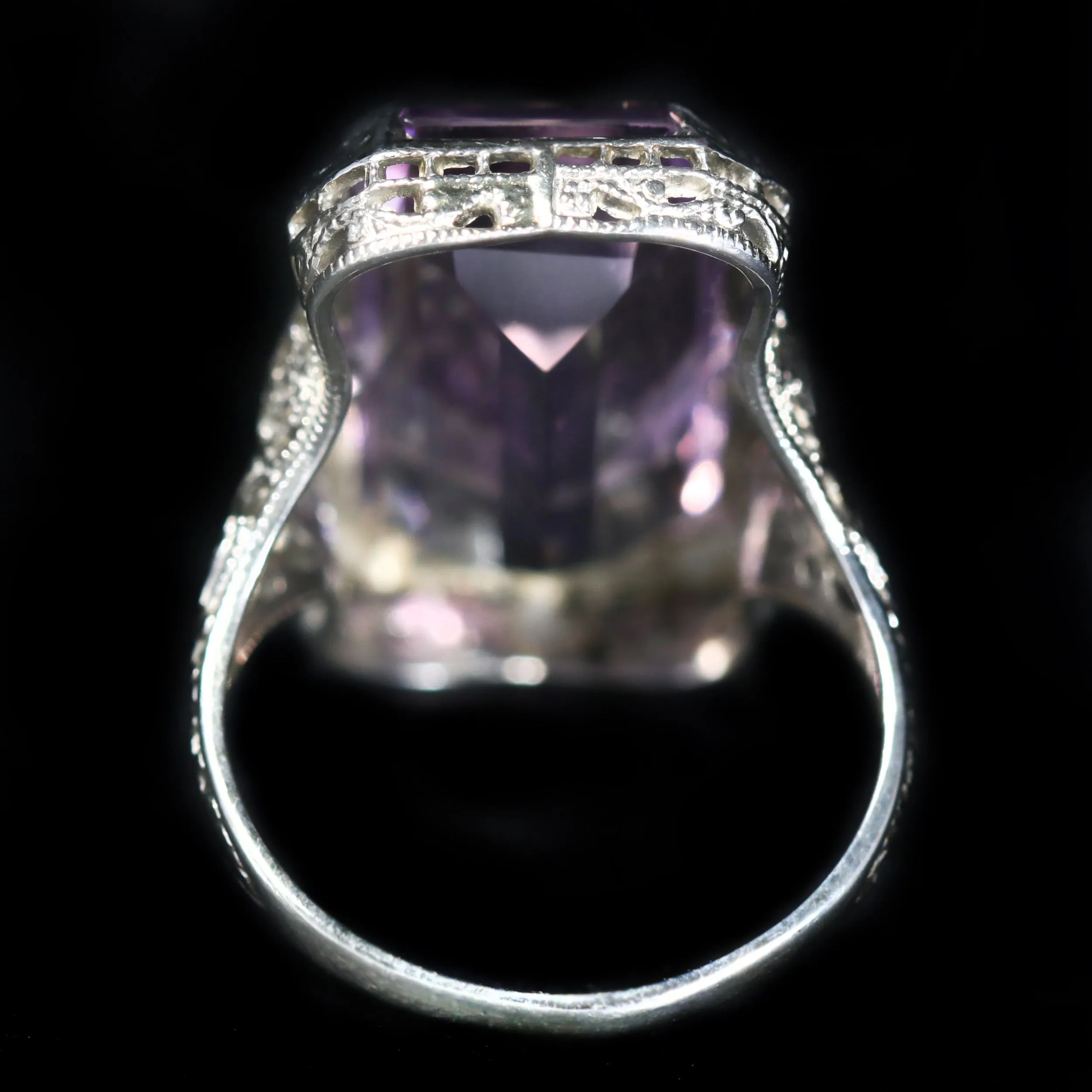 Art Deco 14K White Gold 7.00 Carat Amethyst Ring