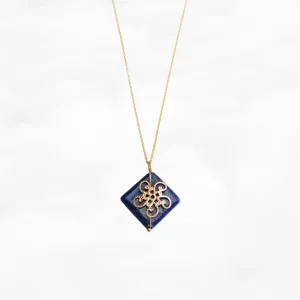 Auspicious Clouds Flower Lapis Necklace