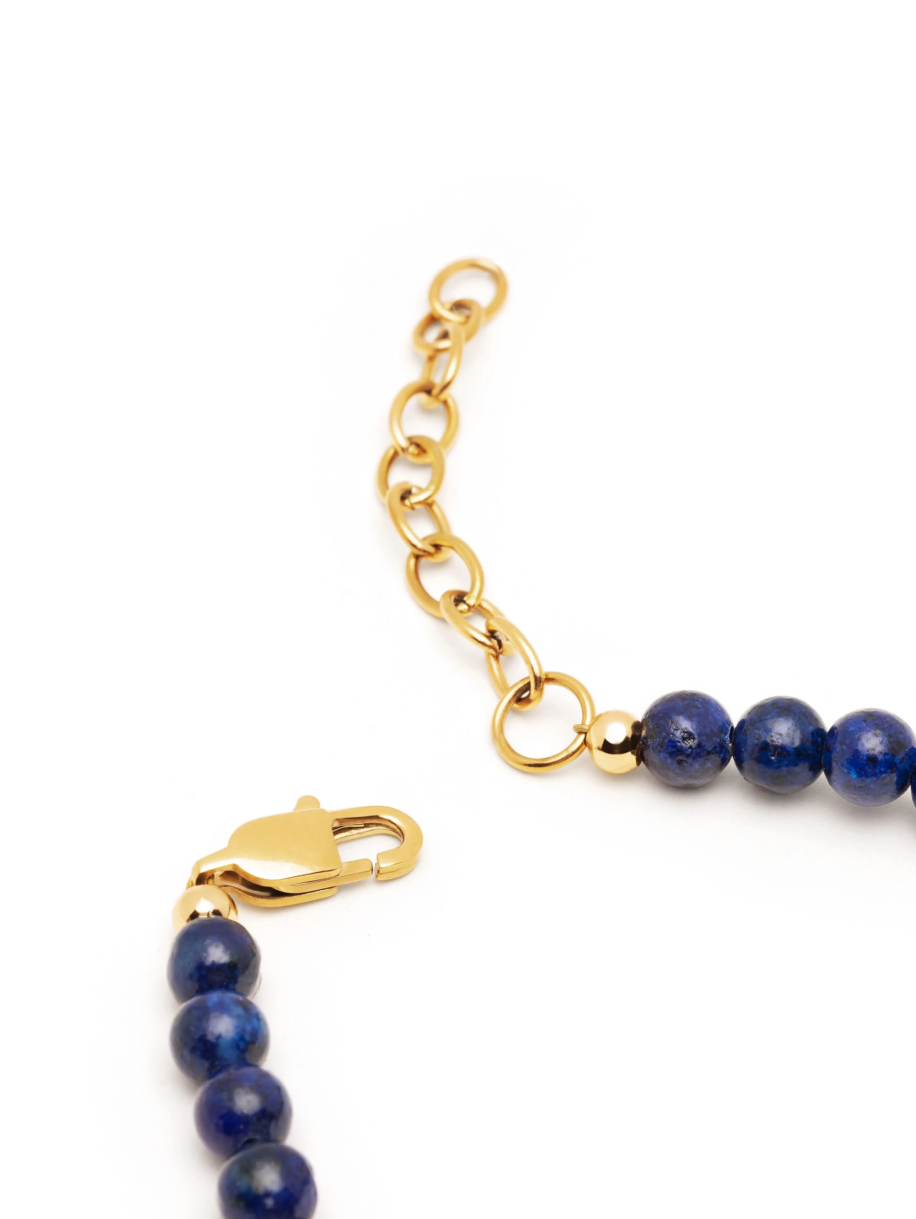 Beaded Necklace with Blue Lapis, Turquoise, and Gold