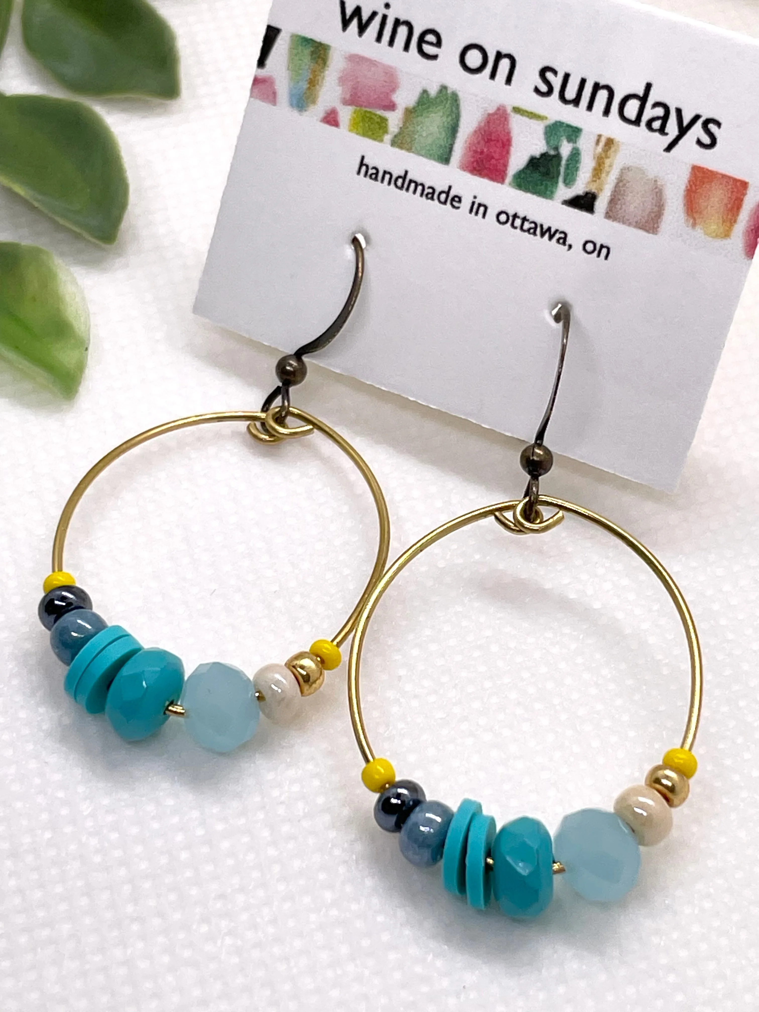 Bella Beaded Oval Hoop Earrings