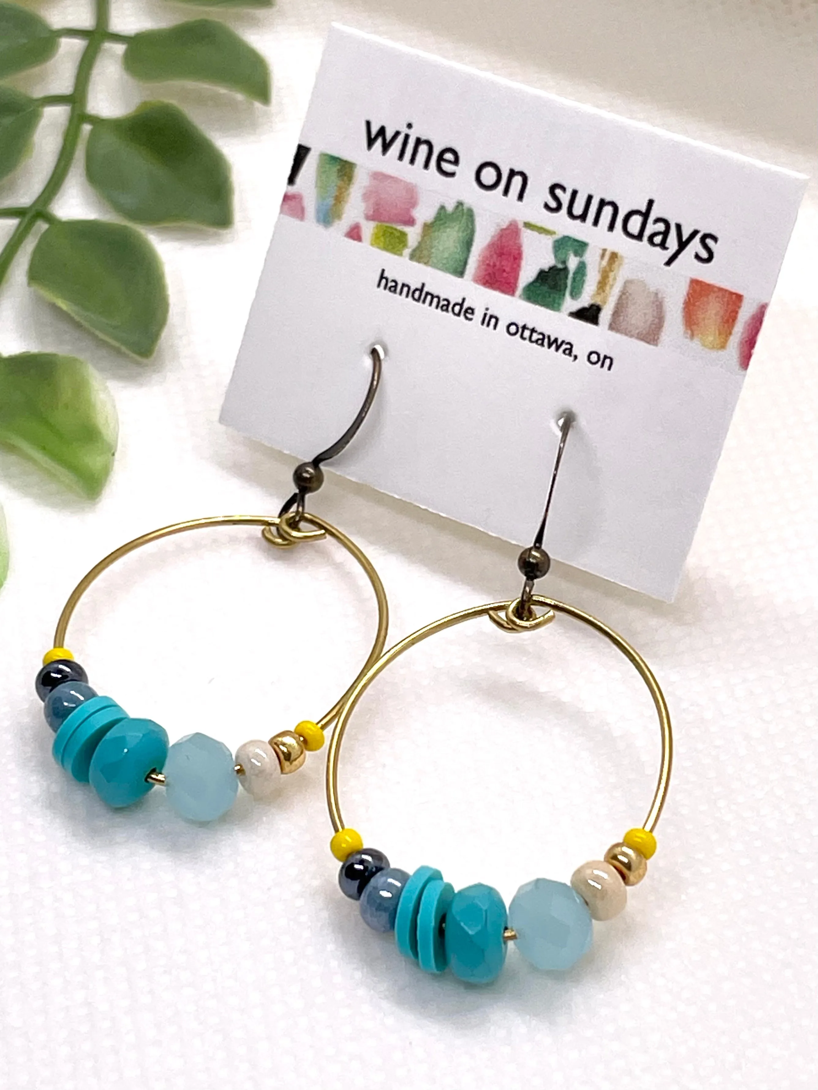 Bella Beaded Oval Hoop Earrings