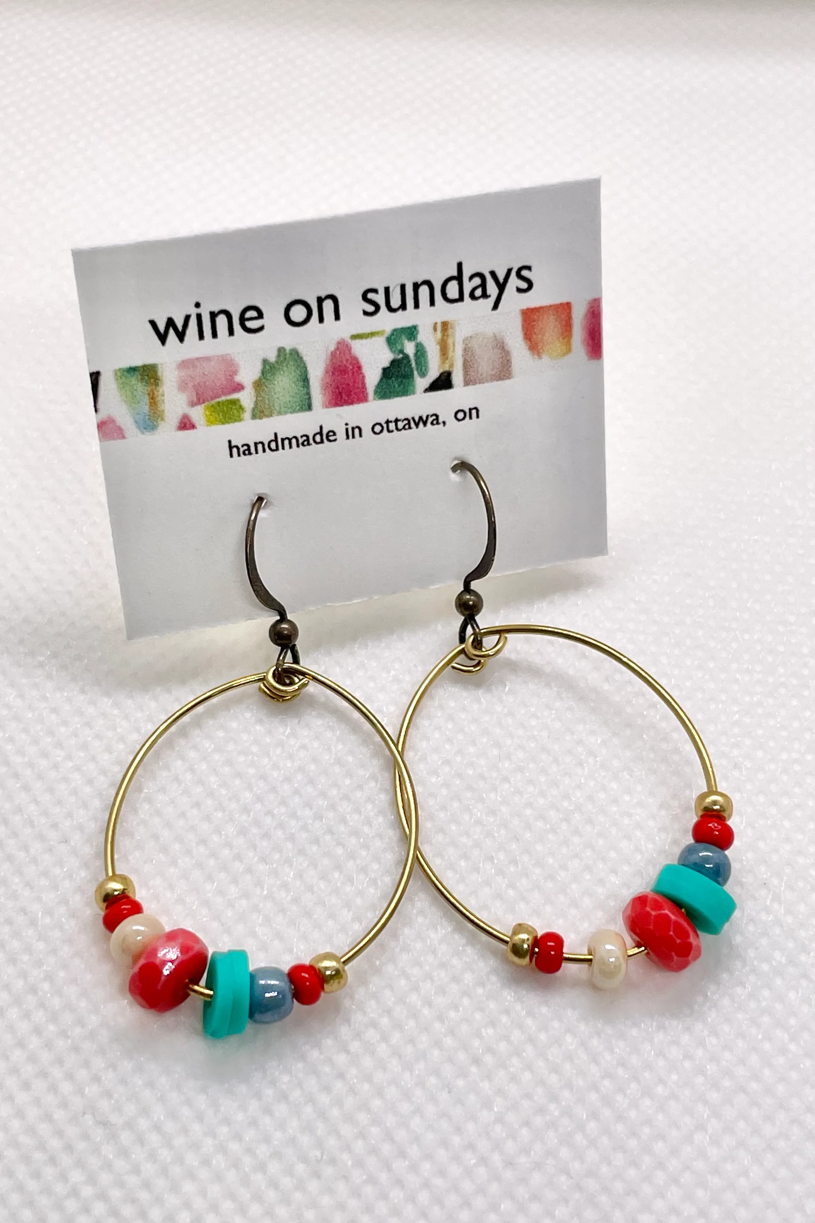 Bella Beaded Oval Hoop Earrings