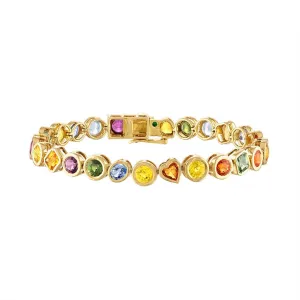 Bezel Set Multishape Multicolor Tennis Bracelet