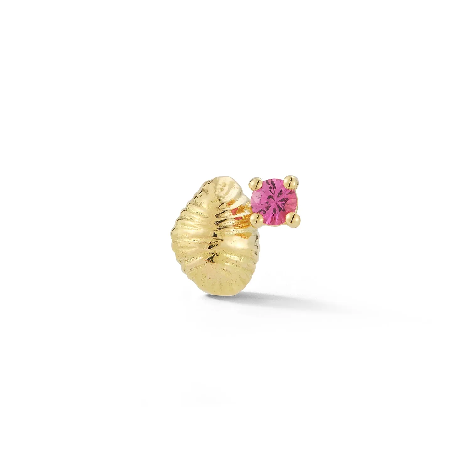 Bitsy Bean Stud with Pink Sapphire - Closed