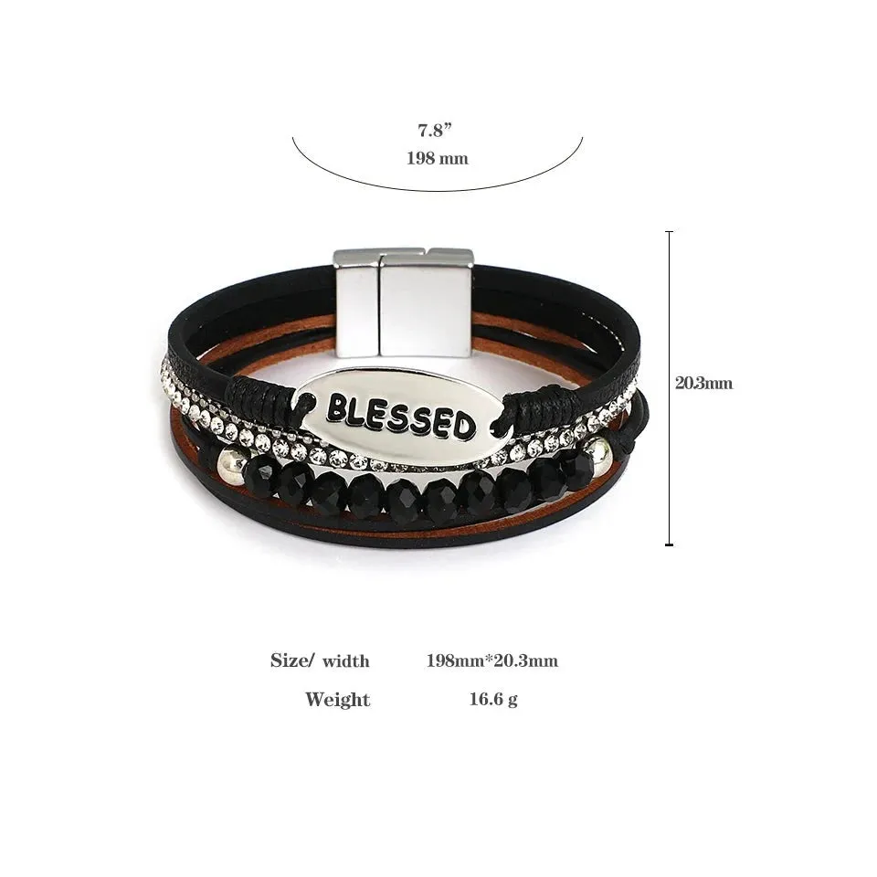 'Blessed' Charm Cuff Bracelet - red