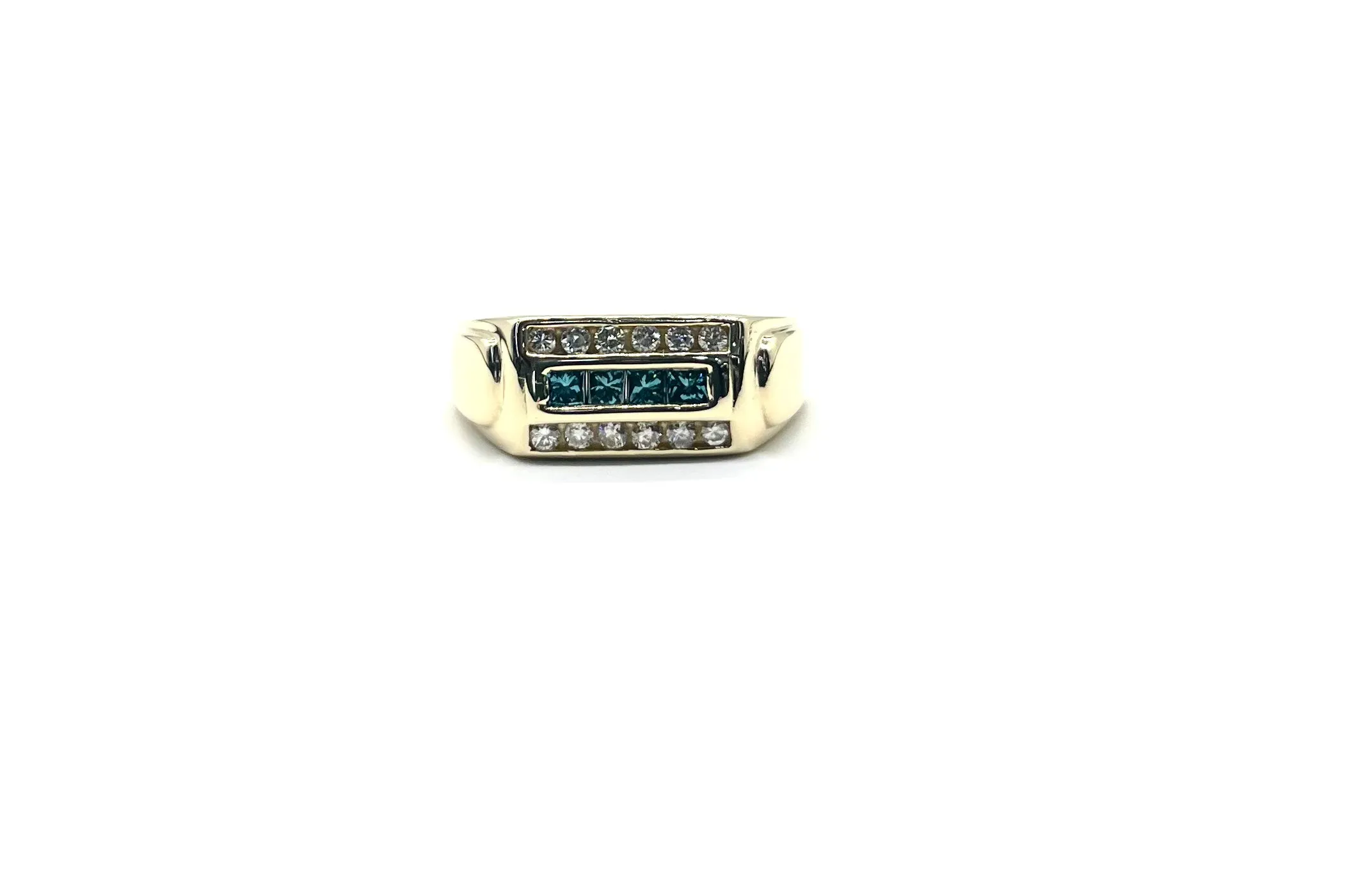 Blue and White Channel Set Diamond Ring