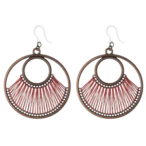 Bronze String Hoop Dangles Hypoallergenic Earrings for Sensitive Ears Made with Plastic Posts