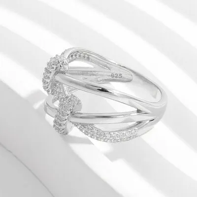 Celestial Eclipse Crisscross Zircon Sterling Silver Ring