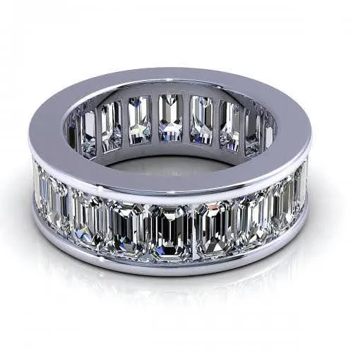 Certified 7.00CT Emerald Cut Diamond Eternity Ring in Platinum