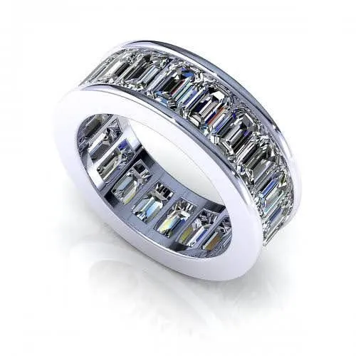 Certified 7.00CT Emerald Cut Diamond Eternity Ring in Platinum