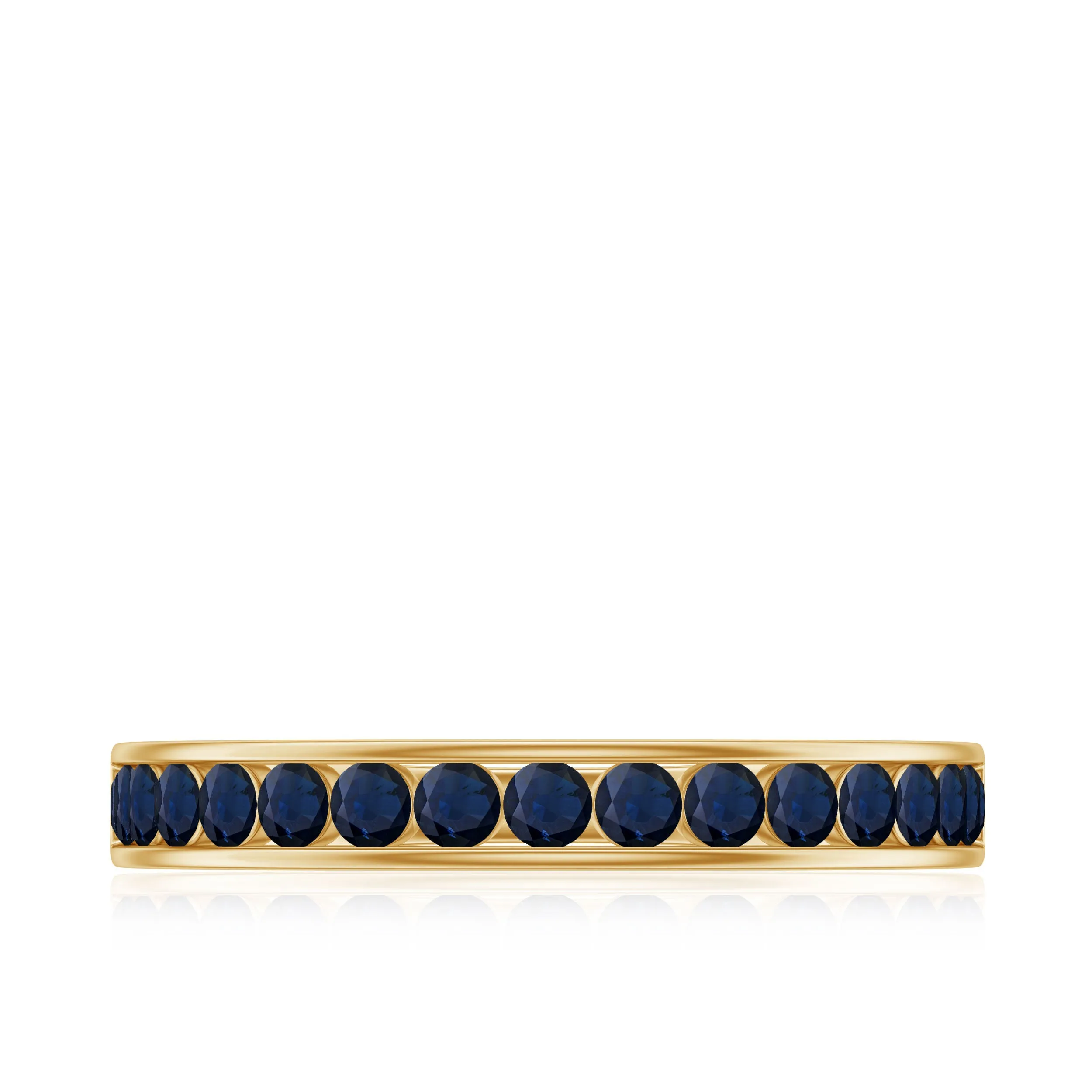 Channel Set Round Blue Sapphire Half Eternity Ring