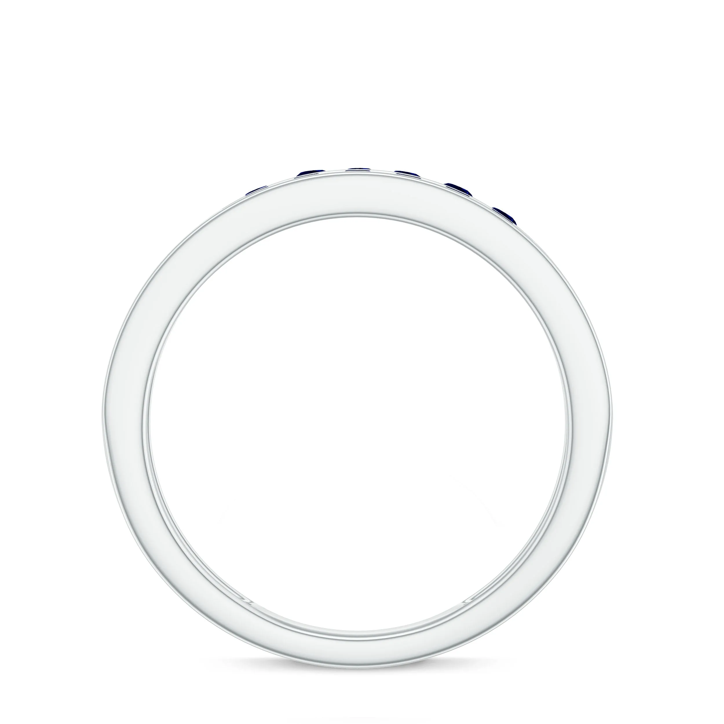 Channel Set Round Blue Sapphire Half Eternity Ring