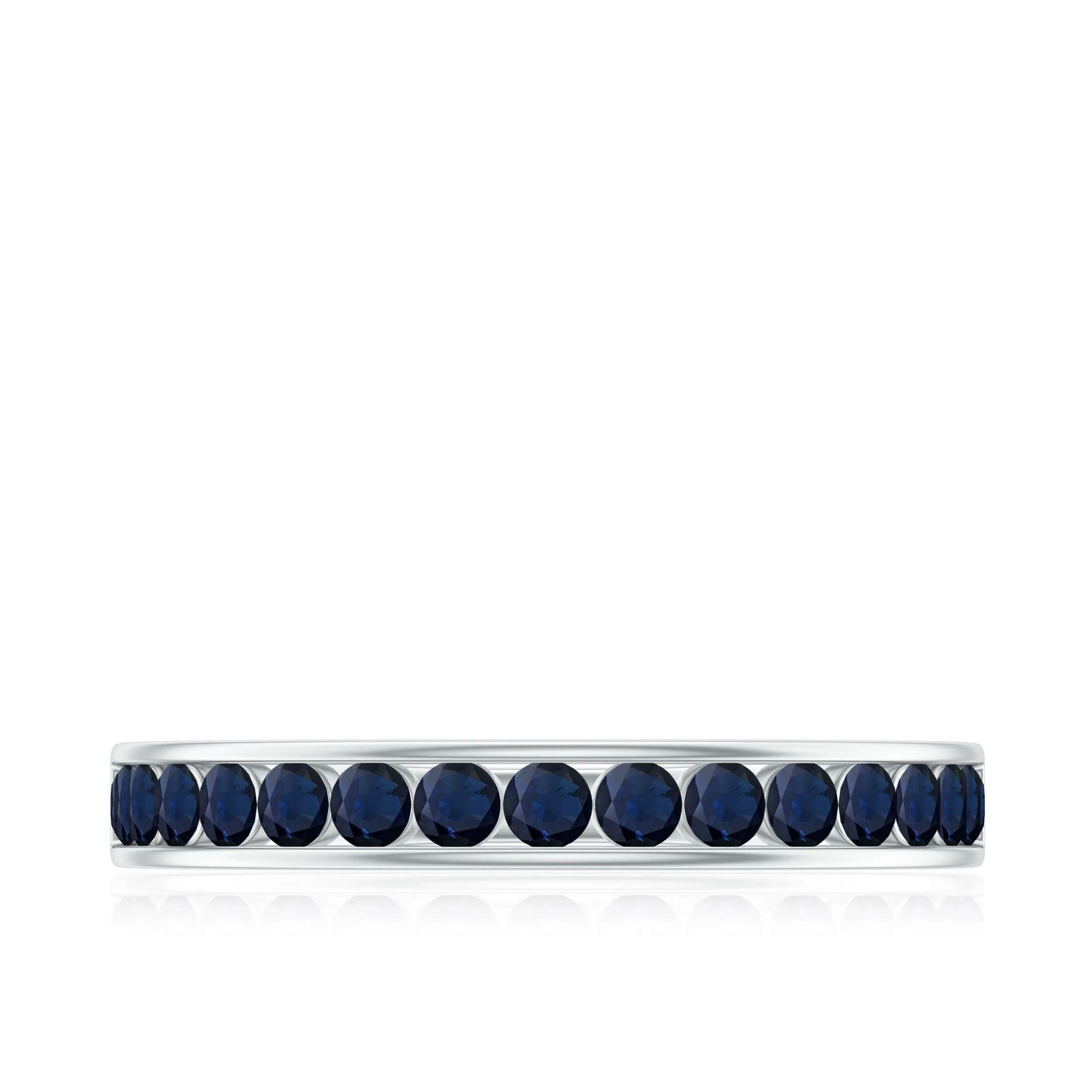 Channel Set Round Blue Sapphire Half Eternity Ring