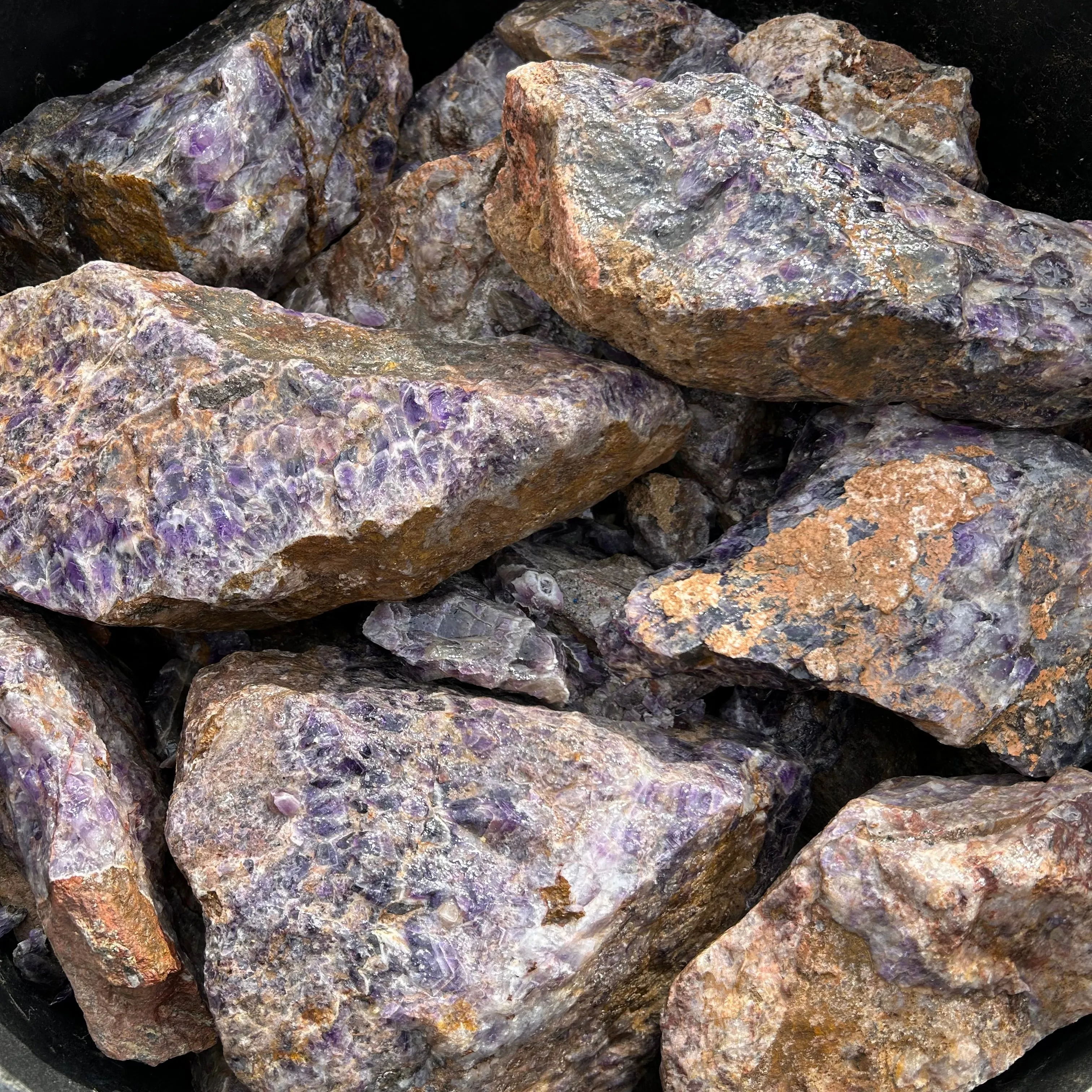 Chevron Amethyst, Morocco, Rough Rock, 50 lb lot