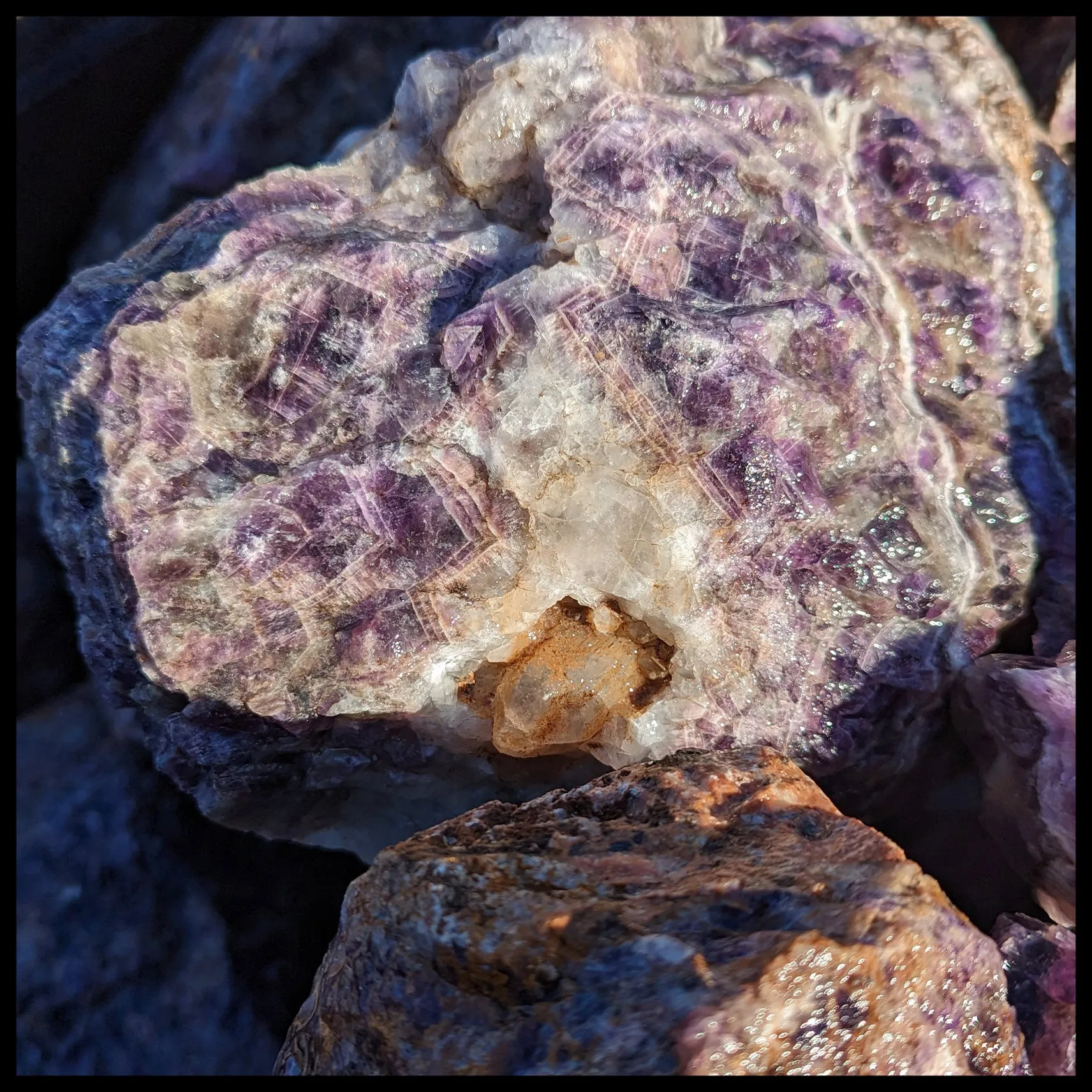 Chevron Amethyst, Morocco, Rough Rock, 50 lb lot