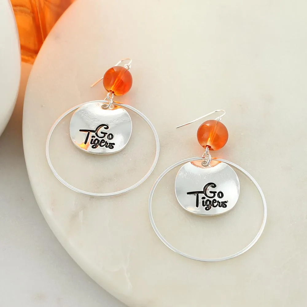 Clemson Slogan Disc Earrings