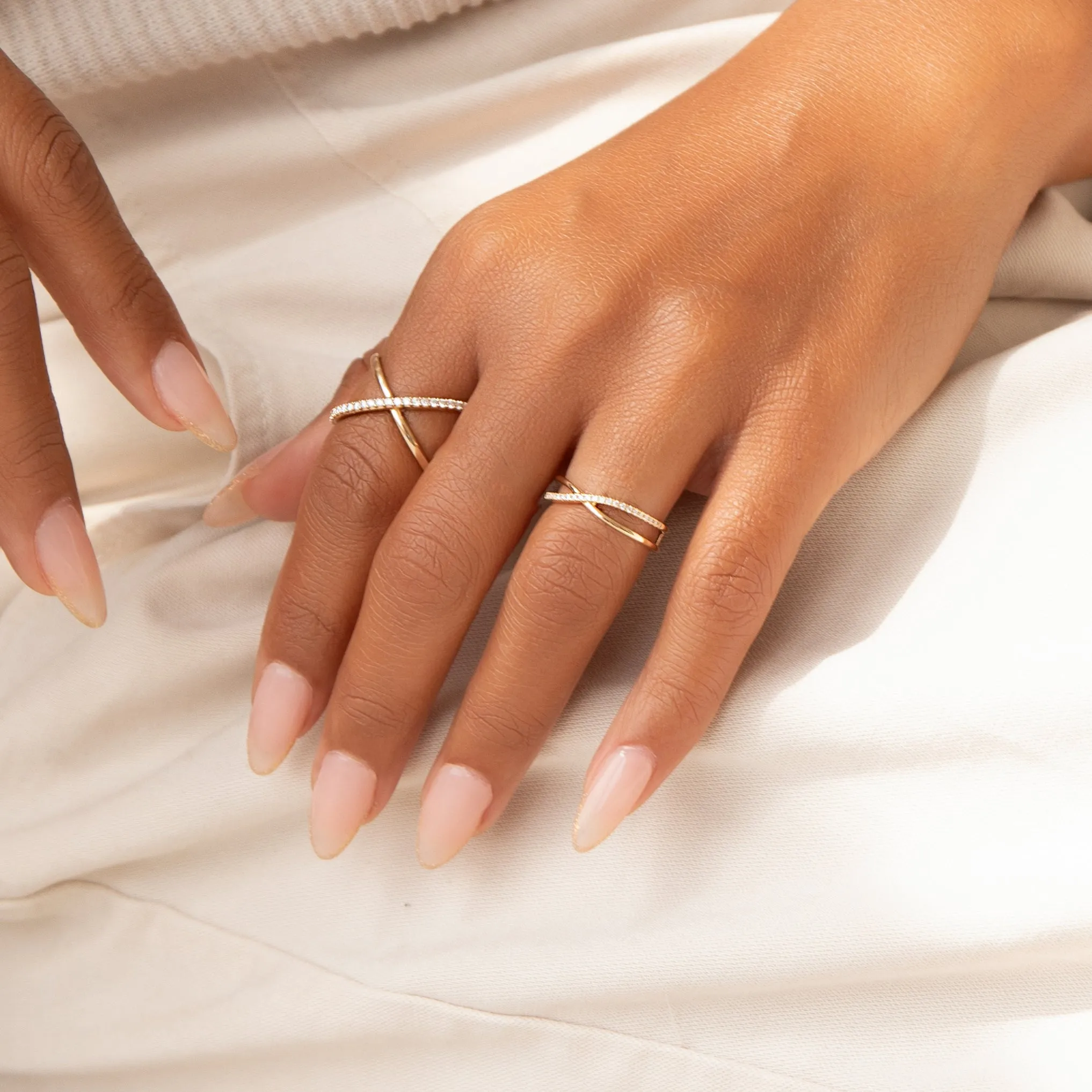 Criss-Cross Diamond Duo Ring