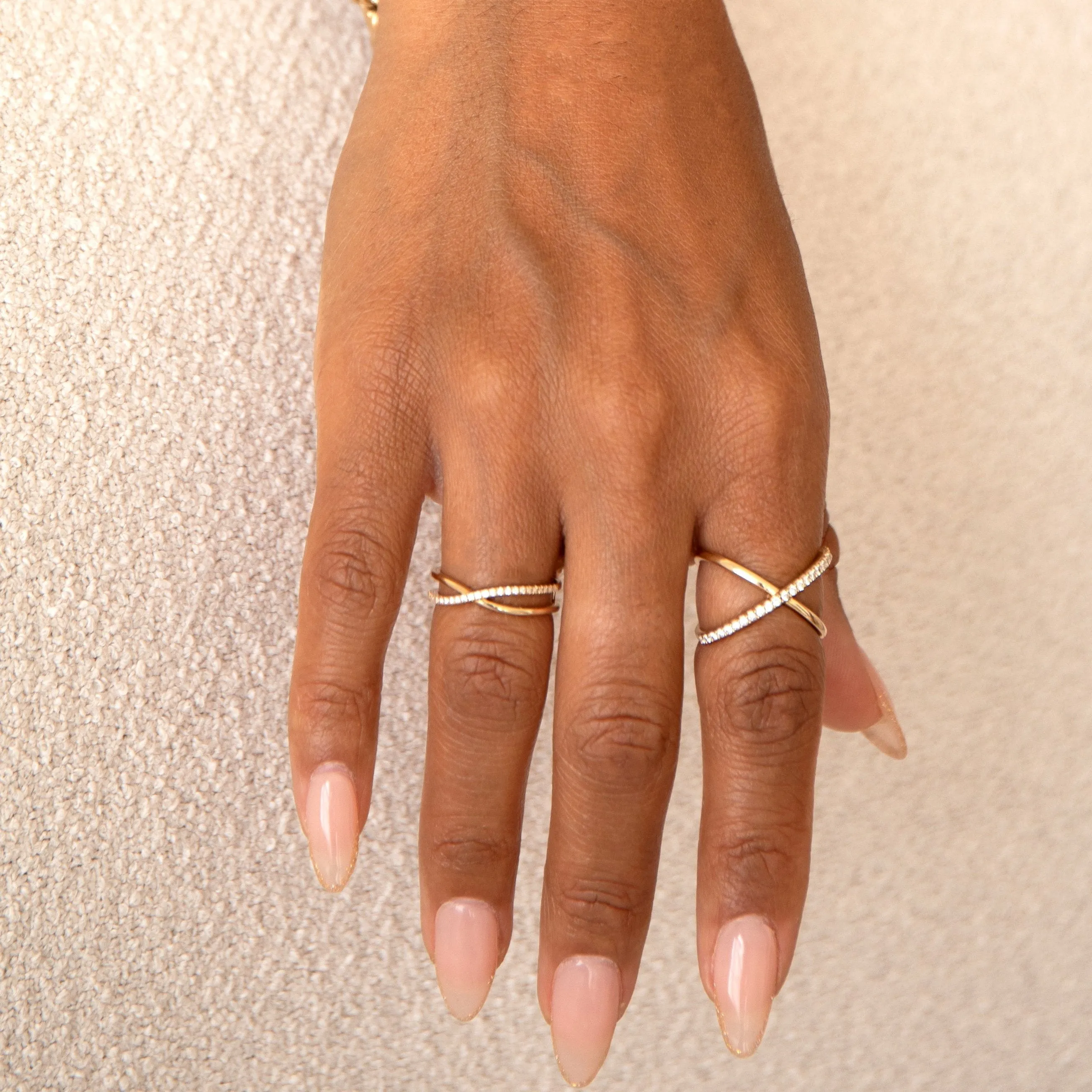 Criss-Cross Diamond Duo Ring