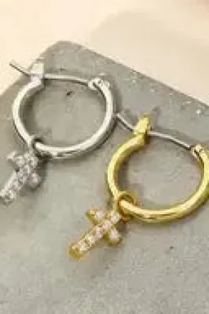 Cross Hoop Earrings