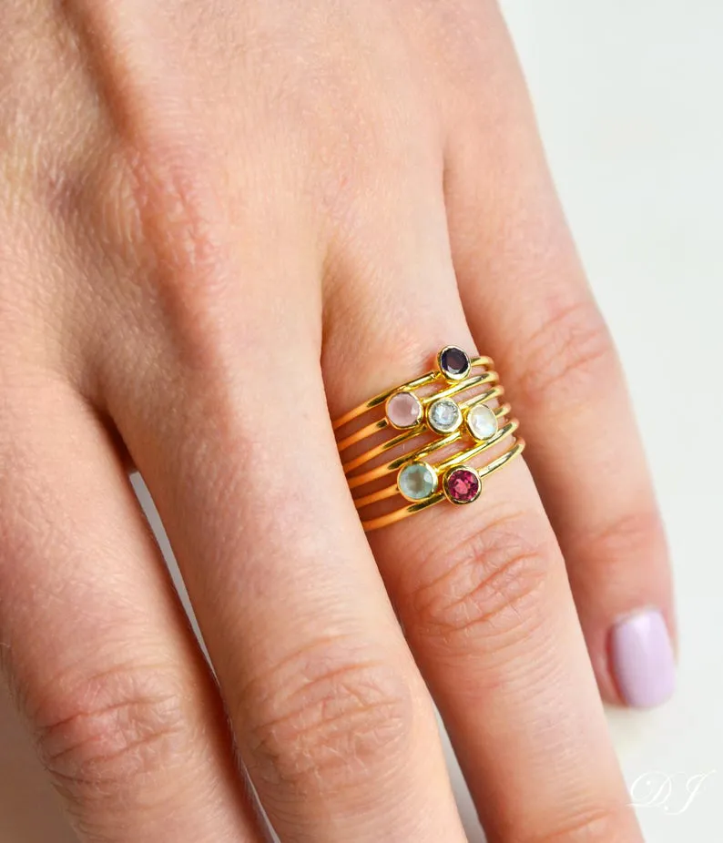 Dainty Stacking Ruby Ring : July Birthstone