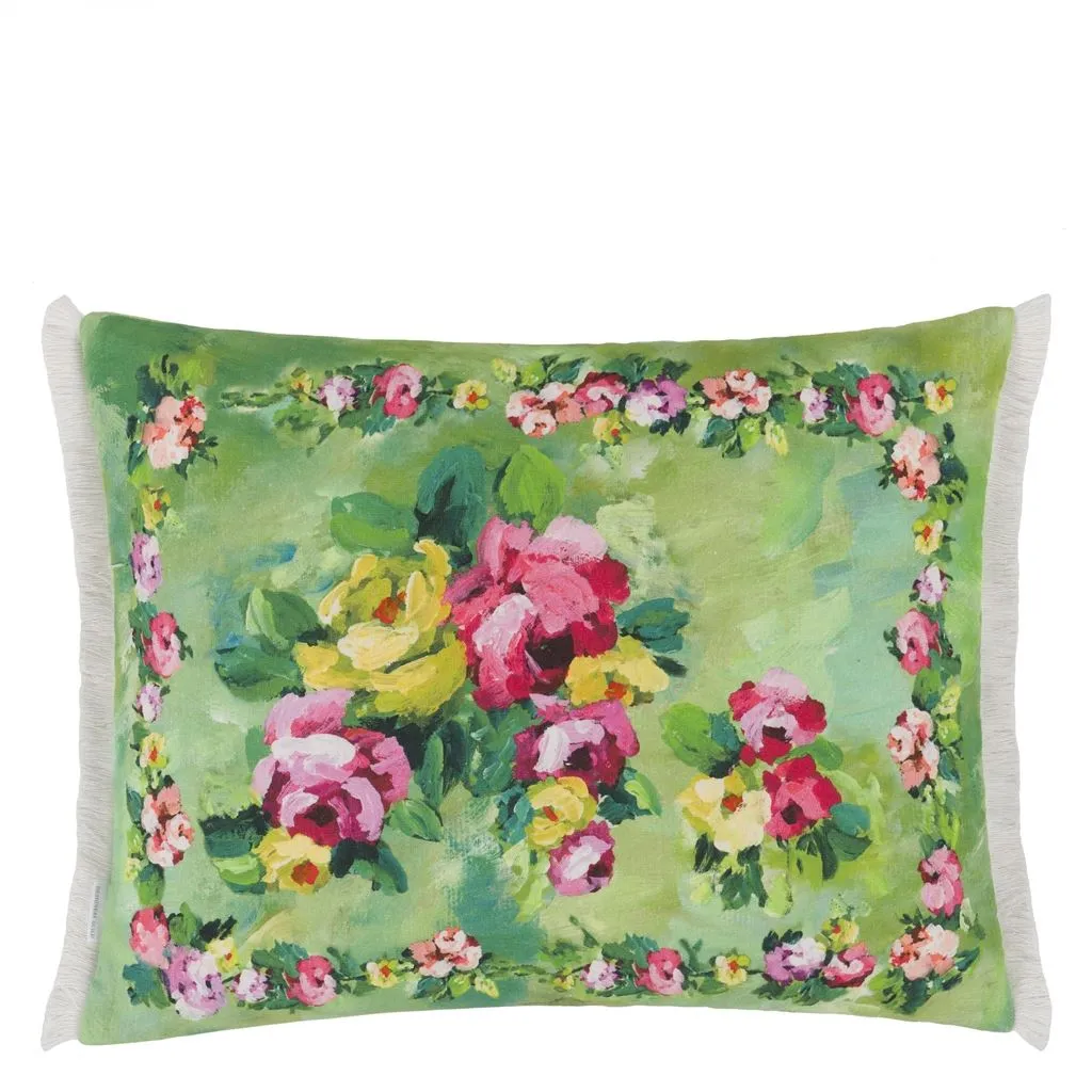 Designers Guild Ghirlanda Emerald Linen Decorative Pillow