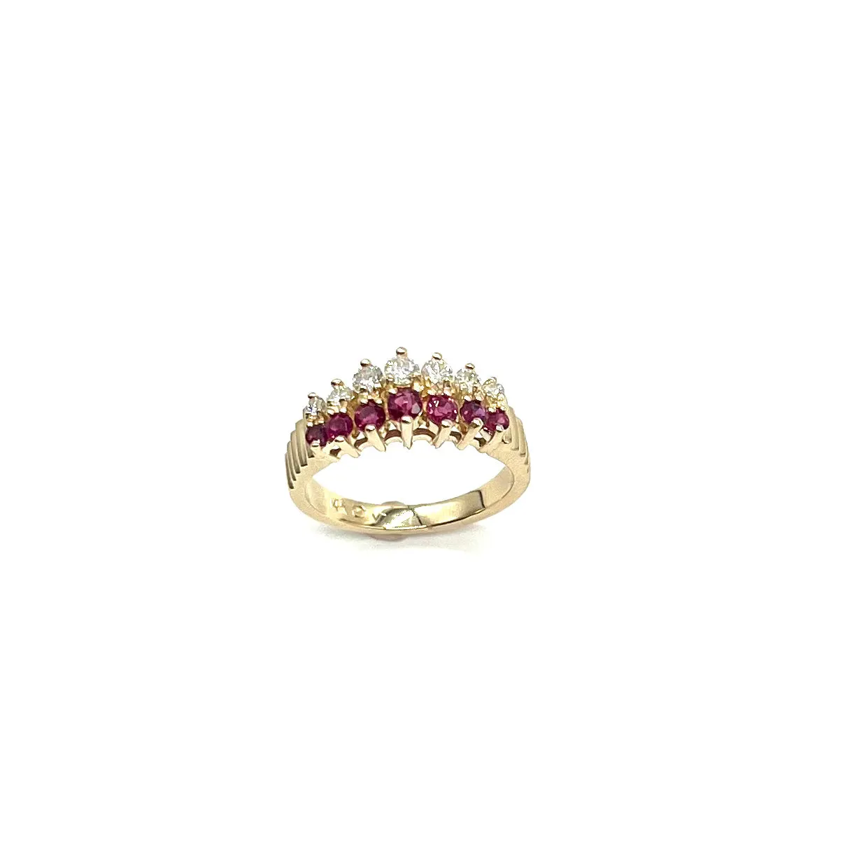 Diamond and Ruby Pyramid Ring