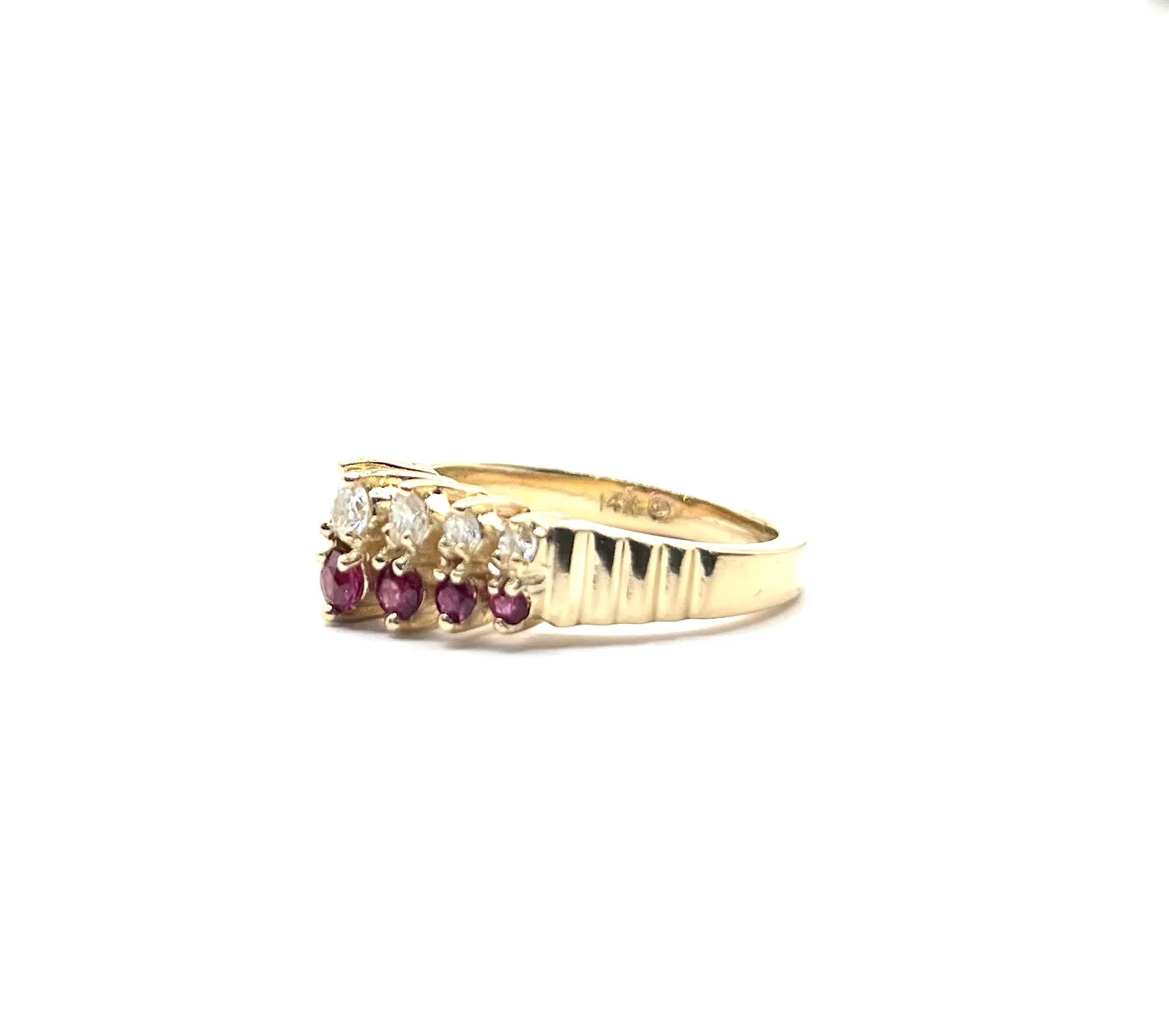 Diamond and Ruby Pyramid Ring