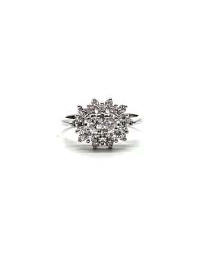 Diamond halo cluster ring