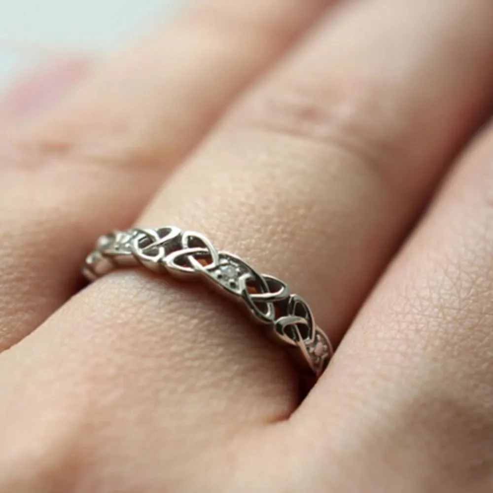 Diamond Ring With Celtic Trinity Knot Detail