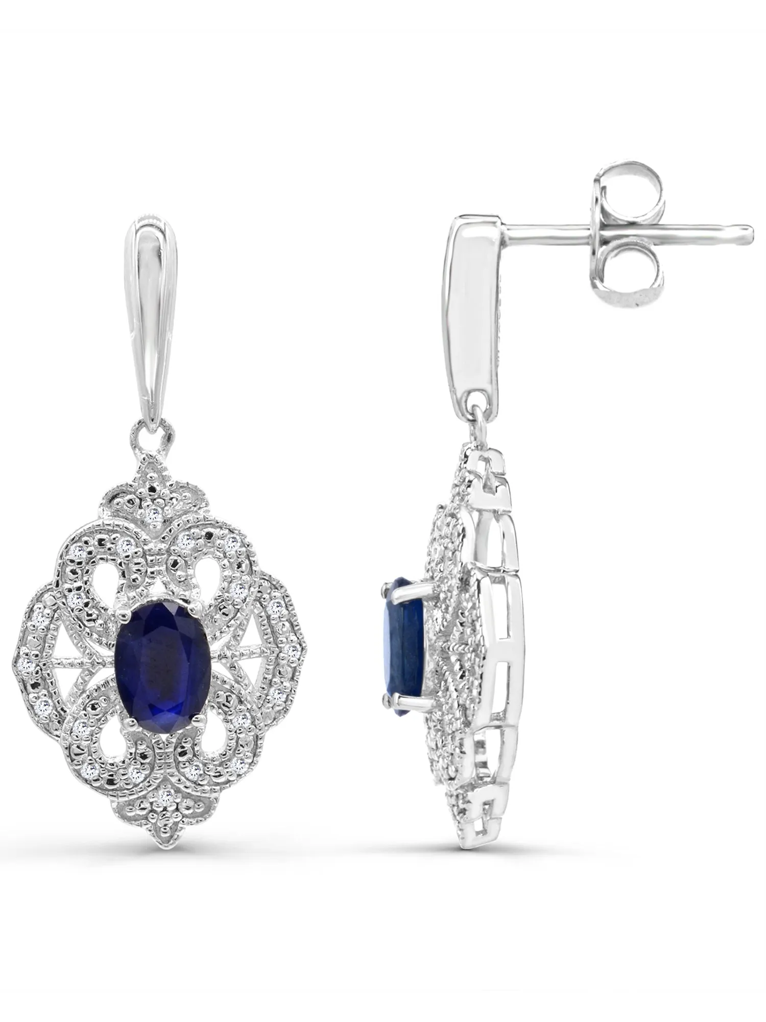 Diamond Sapphire Antique Style Earrings