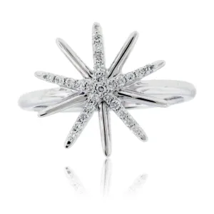 Diamond Sunburst Snowflake Ring