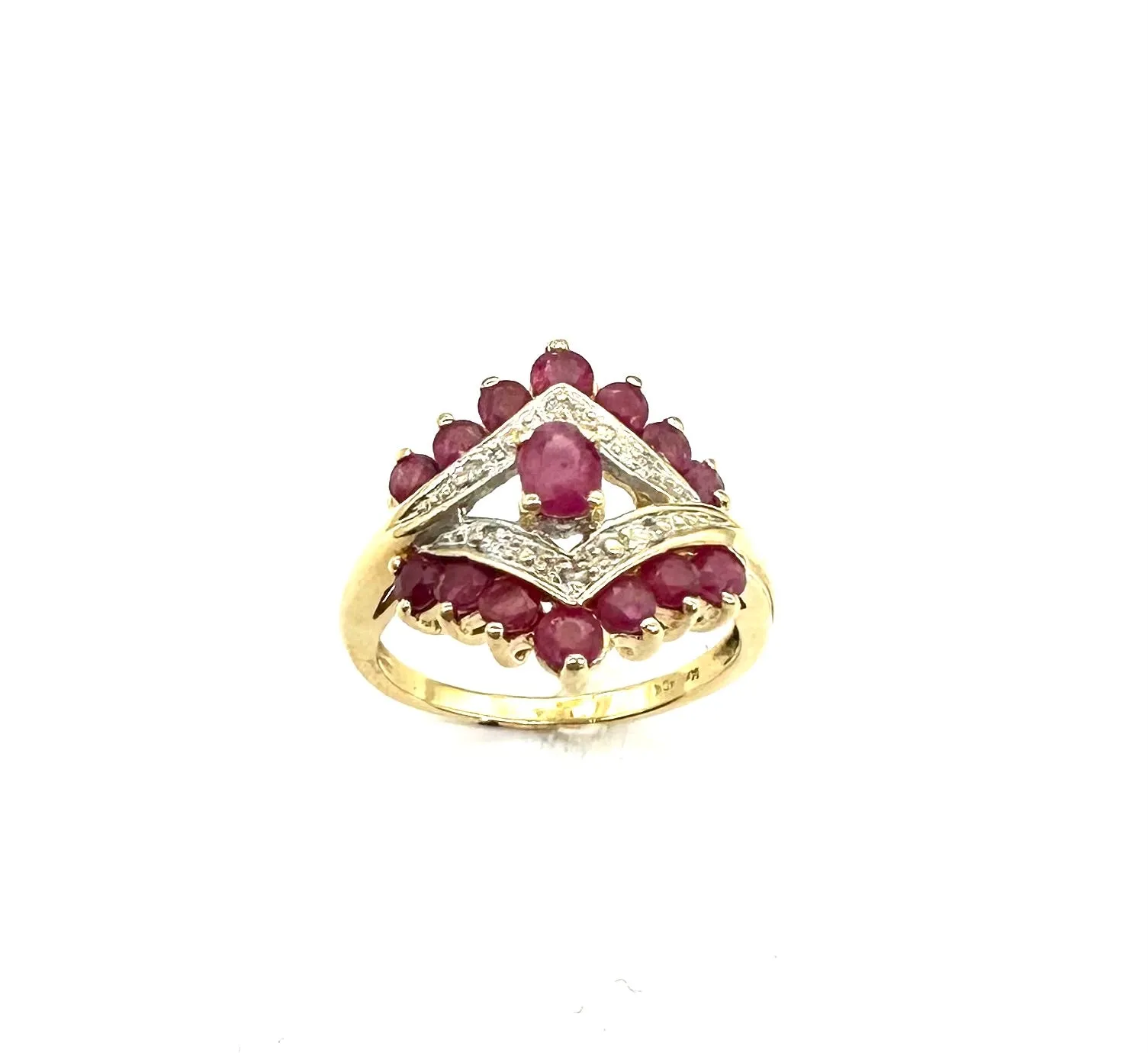 Double Chevron Ruby & Diamond Accent Ring