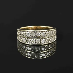 Double Row Diamond Half Eternity Band Ring in Gold