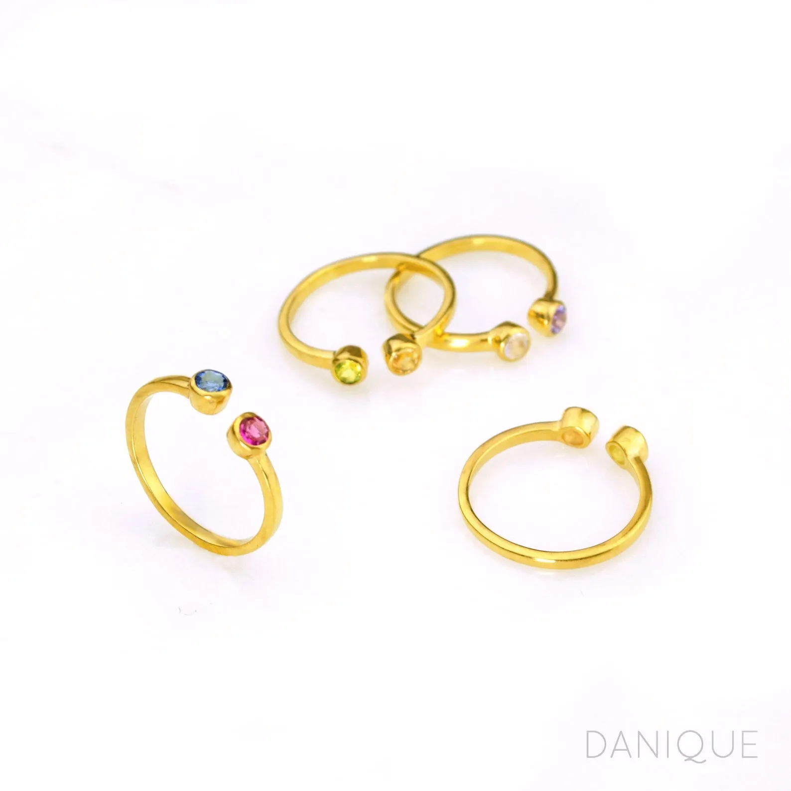 Dual Birthstone Adjustable Ring