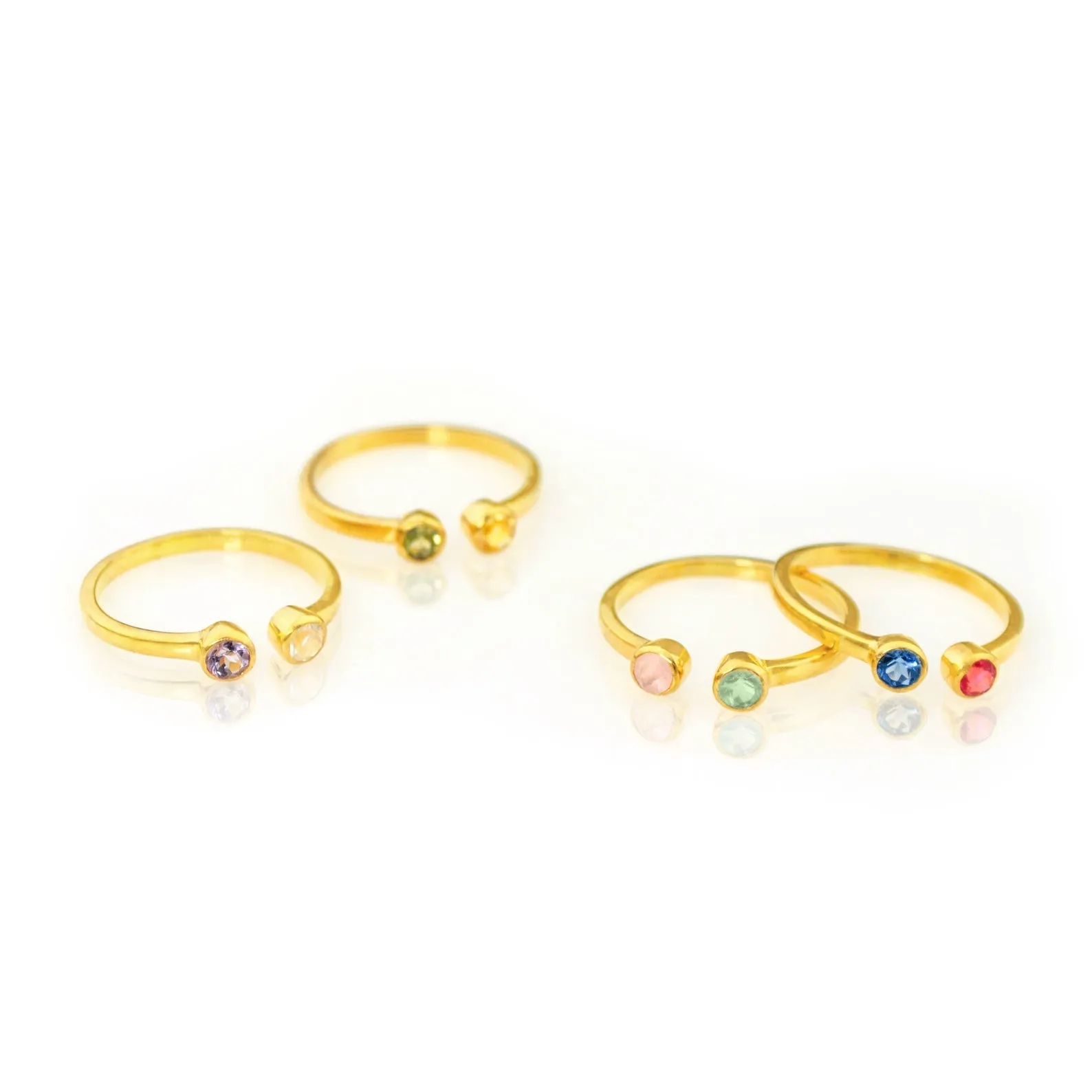 Dual Birthstone Adjustable Ring